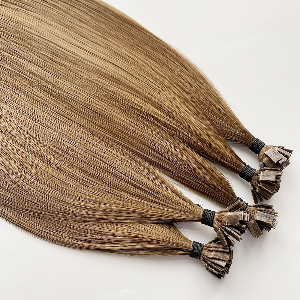 Haiyi Ready to ship Cuticle Aligned Intact Double Drawn Thick End Keratin Russian Human Hair K tip Flat Tip Hair Extensions