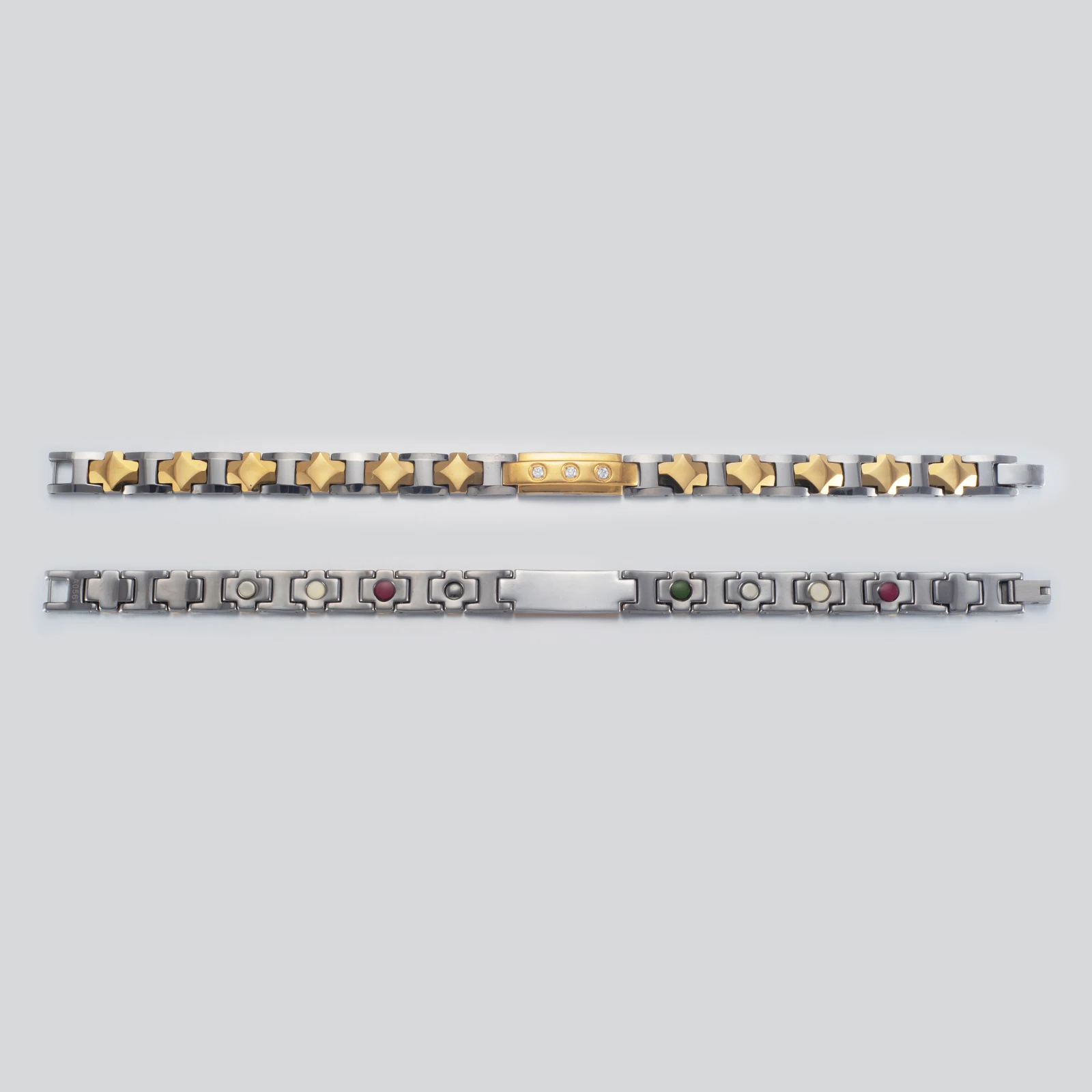 Energinox Fashion Design Gold Plating Bio Magnetic Zircon Therapy Tungsten Bracelet