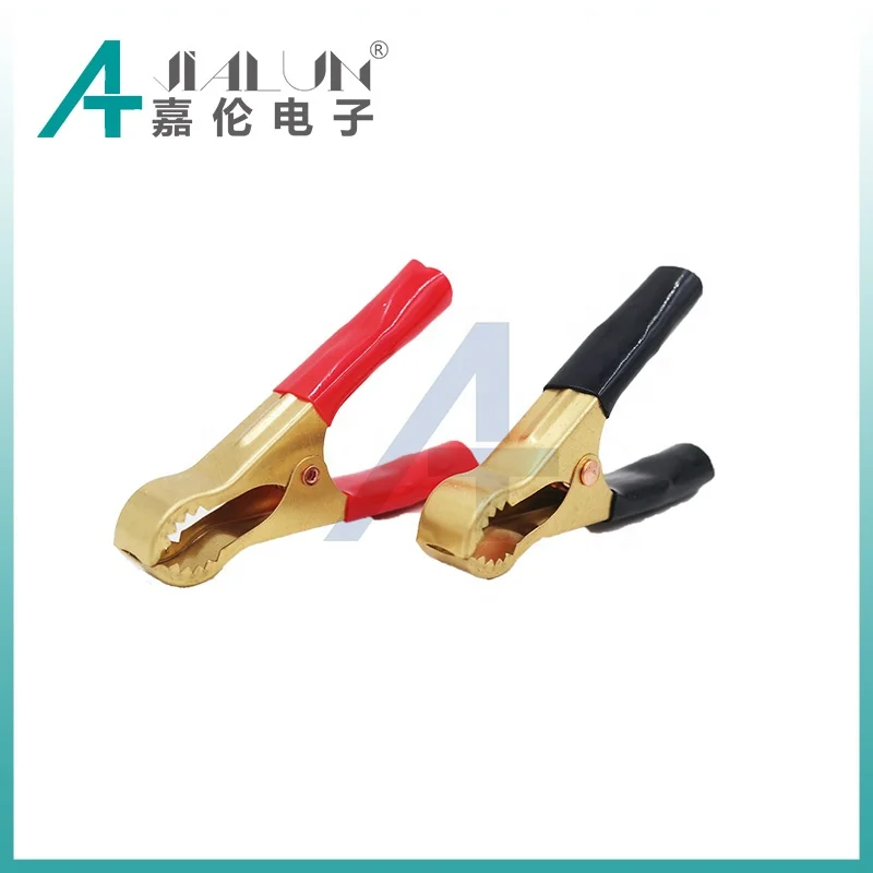 JIALUN 80MM 50A Safety Black Red Alligator Clips PVC Insulated Crocodile Battery Clips