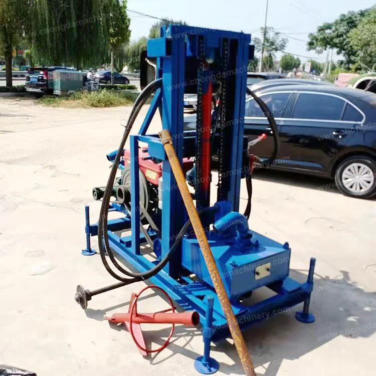 Small Water well drilling rig machine move by wheels drilling rig for water well