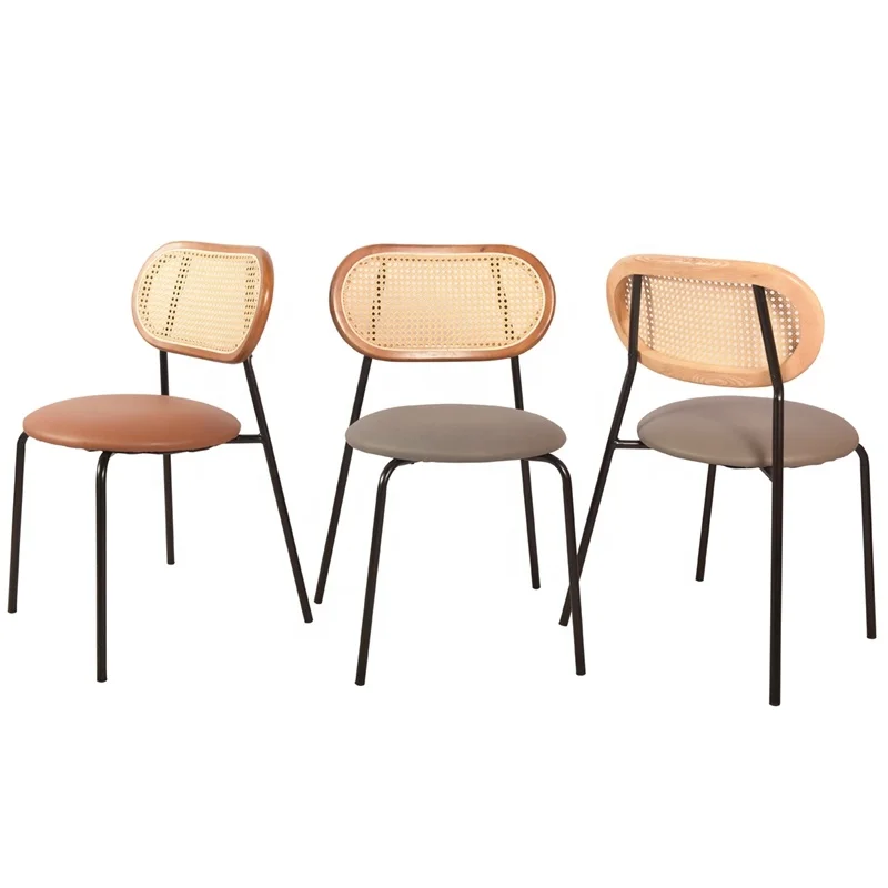 North European Japandi Modern Luxury Elegant Dining Room Single Leisure Simple Movable Solid Wood Chandigarh Rattan Chair