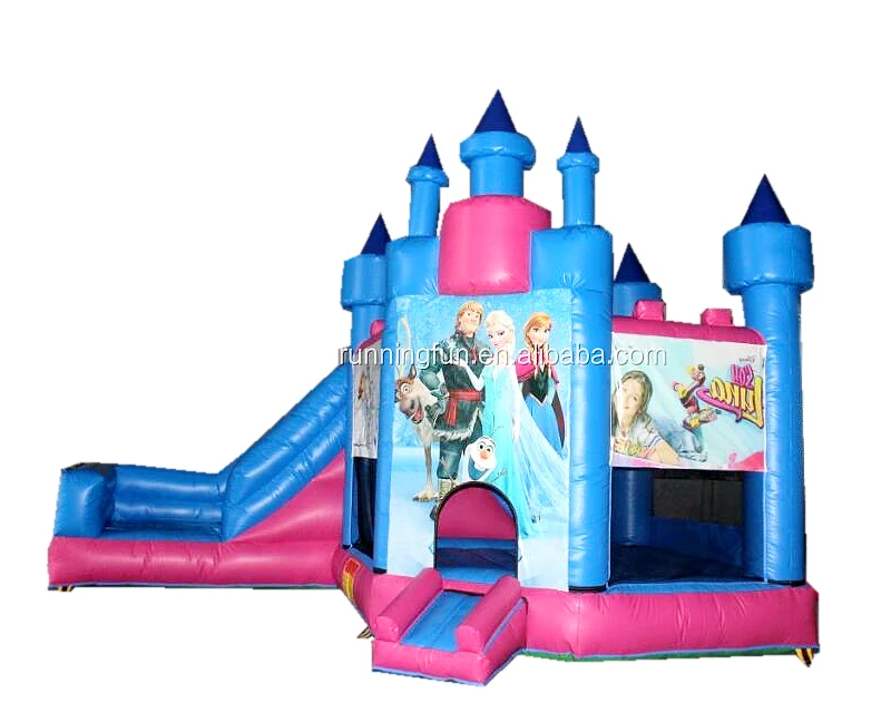 Attractive Frozen Inflatable Bouncy Castle With Slide Combo Frozen Bounce House For Children