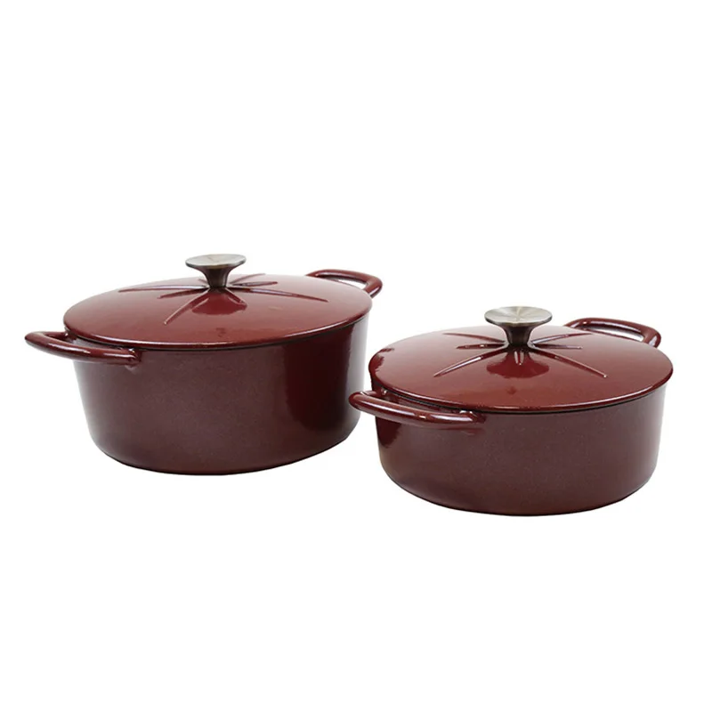 Custom Logo Enameled Cast Iron Dutch Oven Cookware Pot with Lid and  Handle for Baking, Roasting, Braising