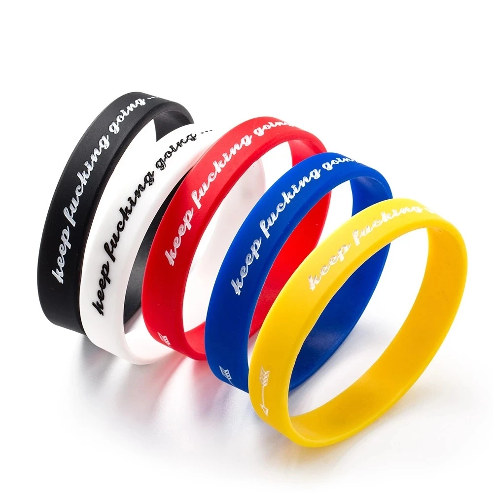 Make Your Own Logo Custom Wrist Band Bracelet Thin Rubber Silicon Wristbands with Message for Events Advertising Bangles