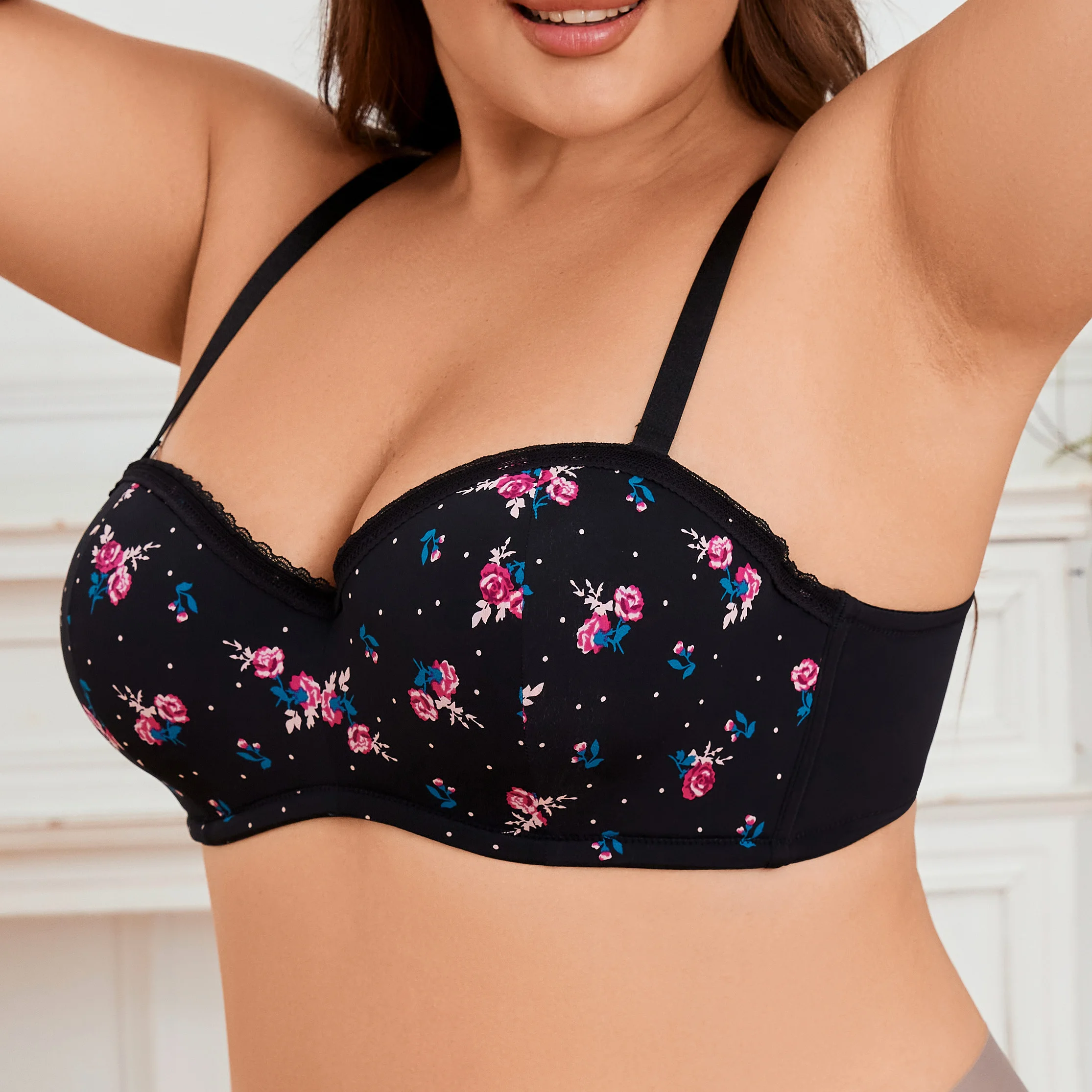 Ladymate ODM/OEM sujetadores de talla grande Woman printed full coverage Bra underwire D E cup big size bra women bra plus size