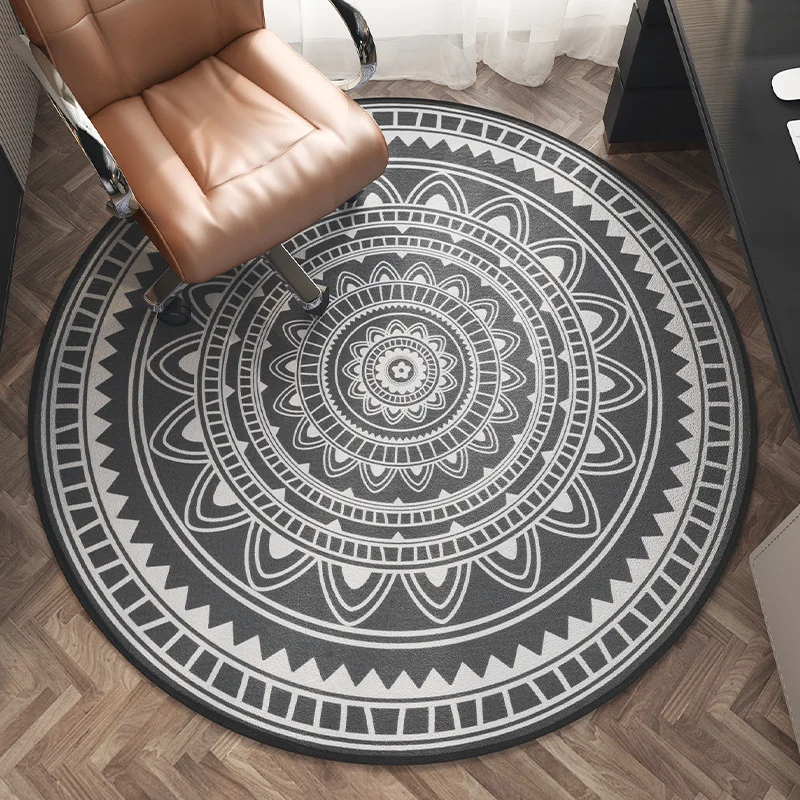 Polyester Napping Round Computer Velvet Chair Floor Mat Modern Study Bedroom Carpet Anti-slip Chair Mat