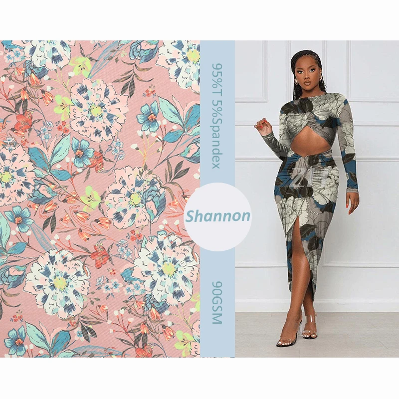 NO MOQ custom printing fabric Mesh Fabric digital print 100% polyester digital printing  for dress