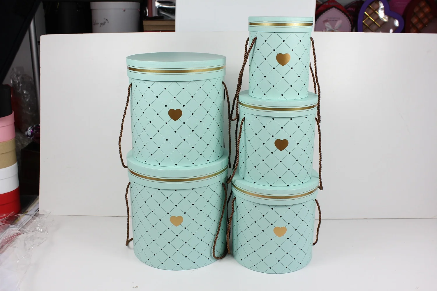 Круглая коробка для шляп цветов картонная водонепроницаемая упаковка букета и Подарочная бумага розы 5 комплектов картон