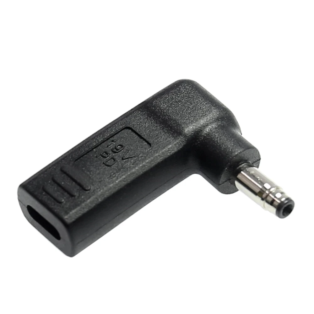 
90 Degree Female USB-C PD 20V To Male 4.8x1.7 18.5V 19V Laptop DC Jack plug Connector converter adapter for HP Compaq bullet tip 