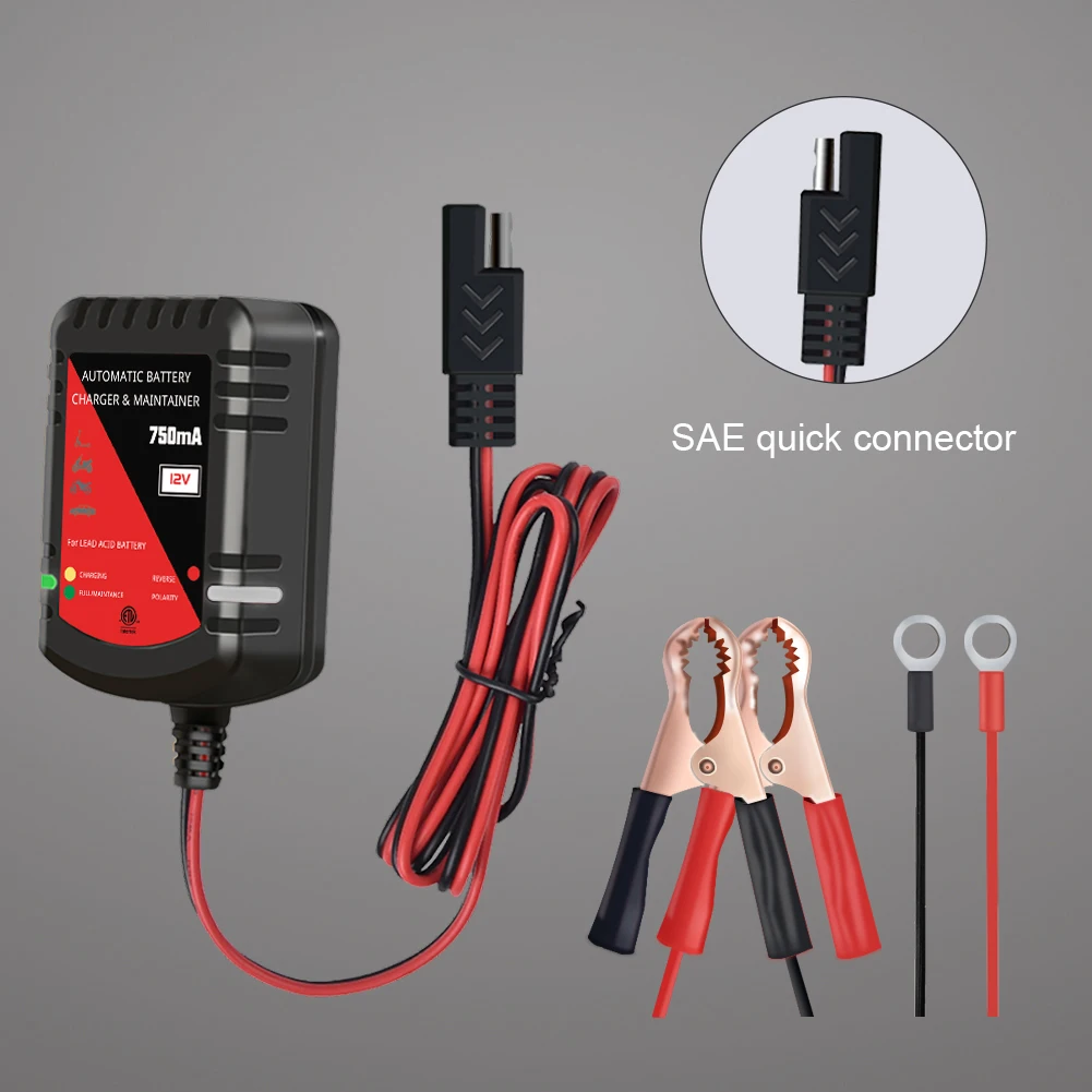 12 В 750 мА свинцово-Кислотное зарядное устройство и вспомогательное зарядное устройство для аккумулятора мотоцикла