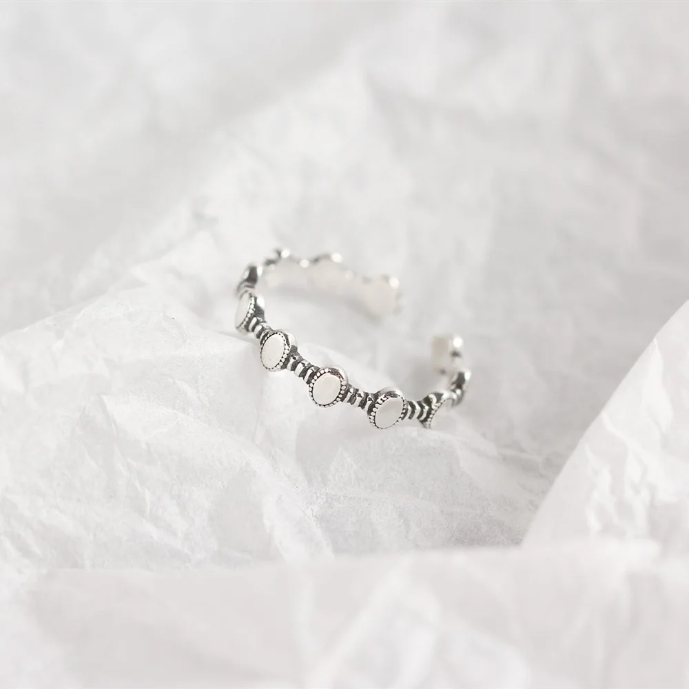 KRJ0282 S925 Sterling Silver INS Style Ring Personalized Versatile Trendy Index Finger Ring Tail Ring Female