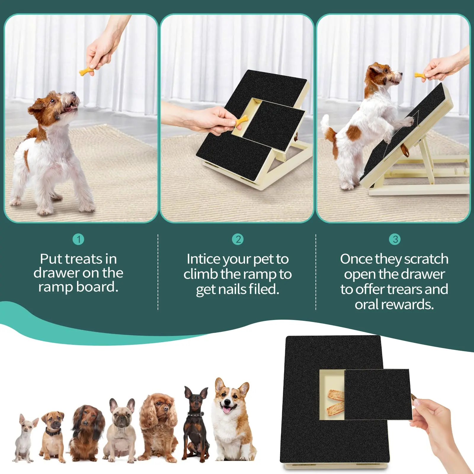 Dog Nail Scratch File Board Pet Ramp Emery Scratchboard Sandpaper Scratchpad Paws Trimmer Toy Treat for House Usage