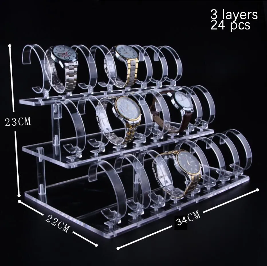 Premium Decorative Desktop Clear Acrylic Watch Shop Display Stand Jewelry Wristwatch Case Showcase Watch Display Bracelet Holder