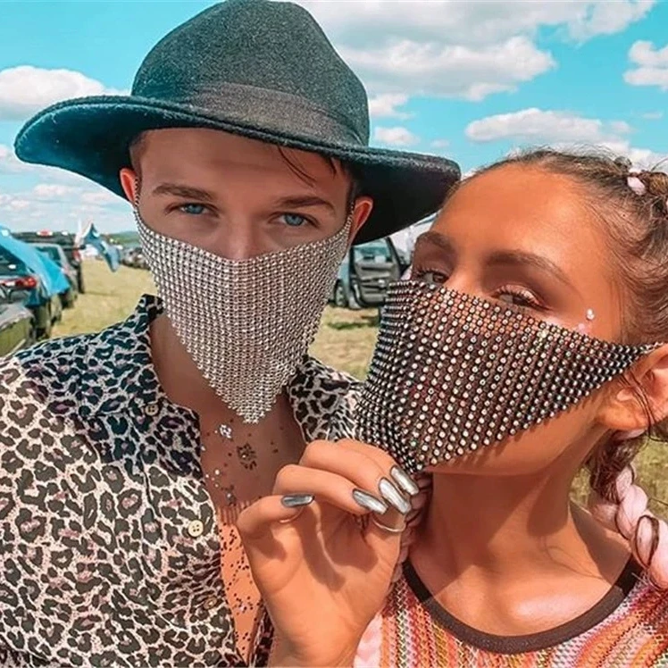 2020 модная маска bling, маска для лица bling rhinestone для вечеринки