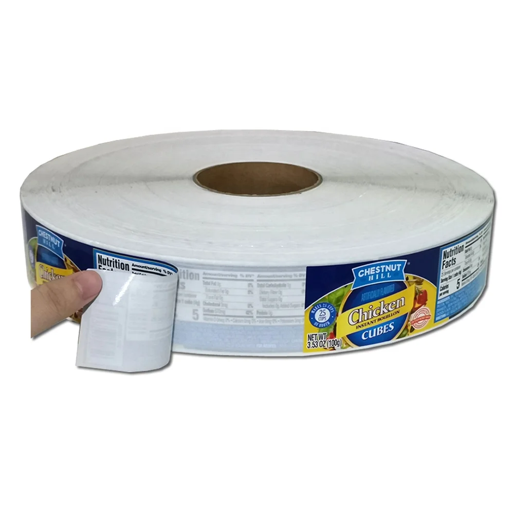 Custom Printed Self Adhesive Food Packaging Label Roll Waterproof Bottle Sticker