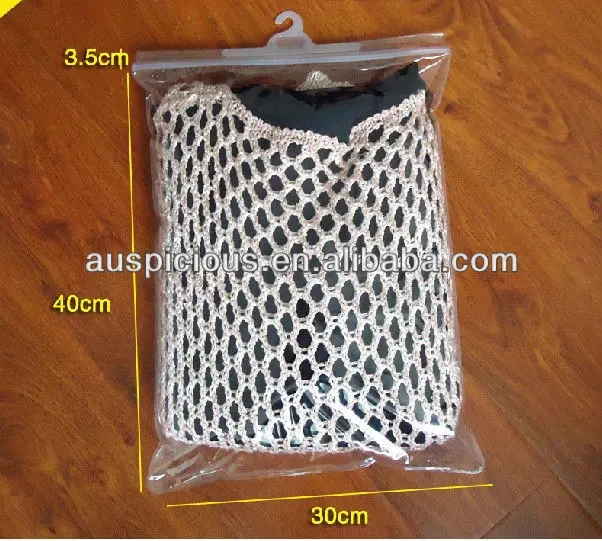 Snap button plastic bag with hanger garment pvc bag