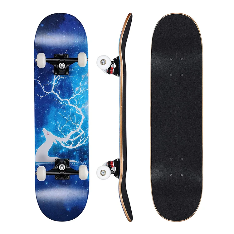 
Wholesale Custom Print PU Casting Skateboard Wheels Non-slip 7-ply Maple Plywood Skate Board 