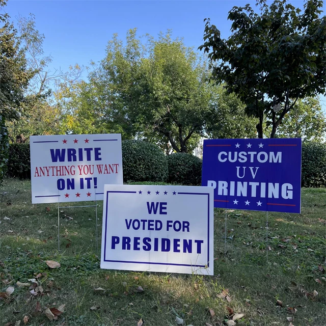 Free Sample 18*24 Inches PP corrugated board  yard sign letters with stakes lawn sign