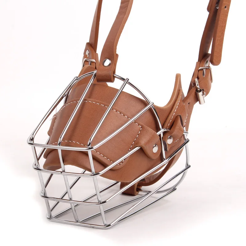 PU Leather Pet Dog Muzzle Breathable Mask Adjustable Anti Bark Bite Chew Muzzle For Small Large Dogs Soft Mouth Cover