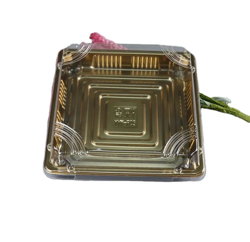 
Одноразовые пластиковые штабелируемые контейнеры и крышки для еды золотого цвета 