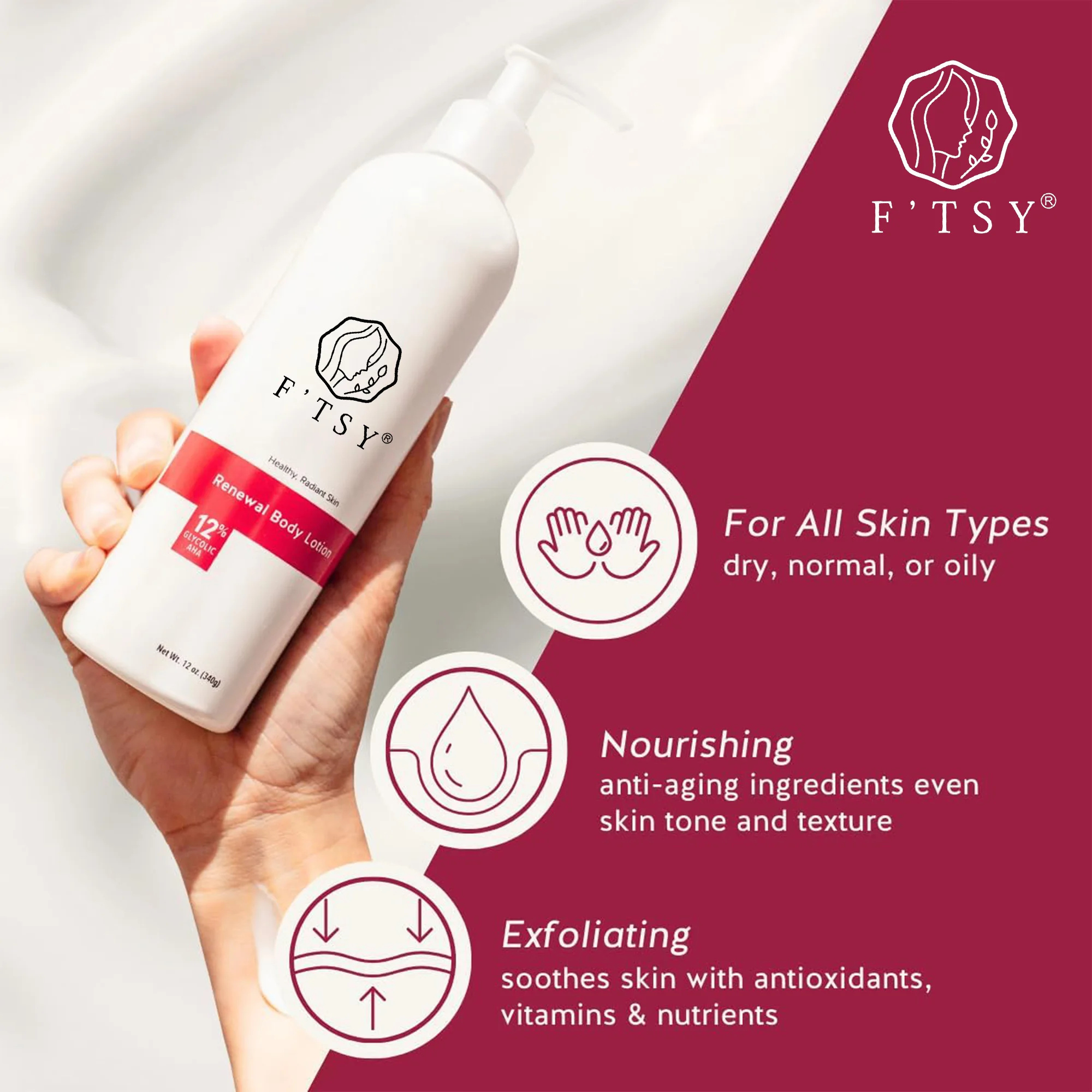 OEM Factory Lightening Moisturizing AHA Body Lotion Milk Glycolic Acid Body Lotion For Black Skin
