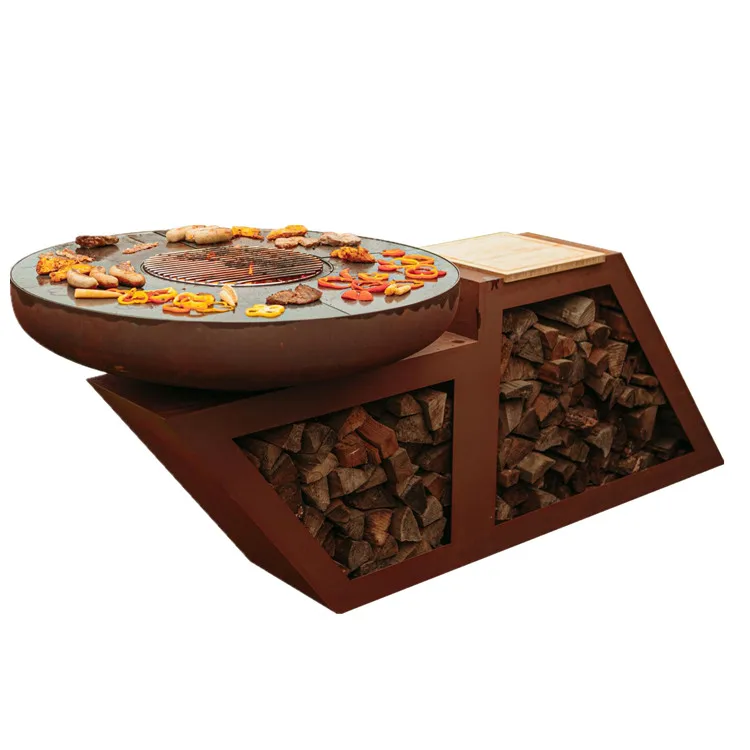 outdoor kitchen metal bbq grill garden backyard corten steel wood burning fire pit barbecue grills