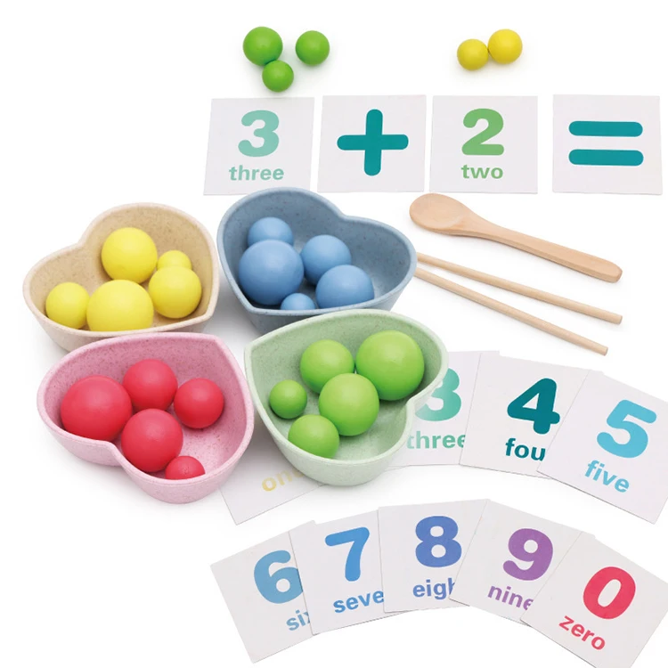  Hot Sale Children Math Toy Montessori Toys Wooden Clip Beads Multi-functional Practice Chopsticks Kids Early