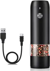 Перезаряжаемая через USB Автоматическая электрическая мельница для перца регулируемая крупного и соли со светодиодной