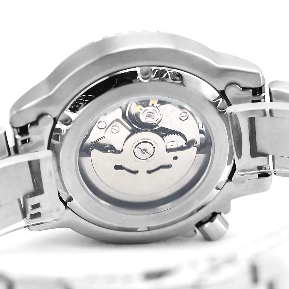 Mexda Charm Watch Stylish Durable Wristwatches Oem Luminous Hands Orange Dial SS Bracelet Automatic Watch for Men Relojes Hombre