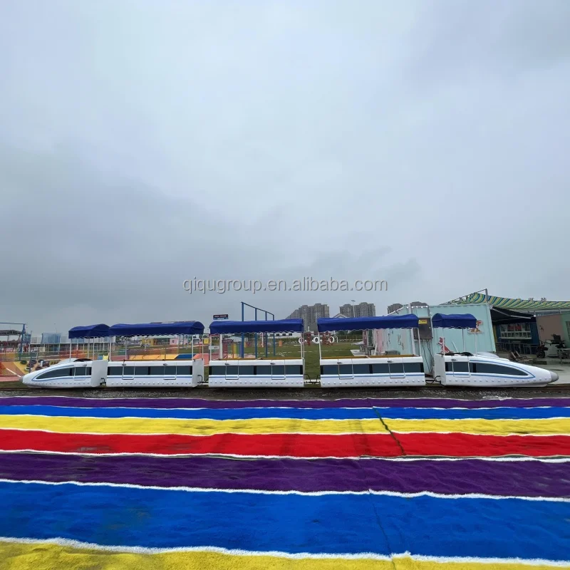 High-speed rail simulation kids amusement park tram train with track for sale