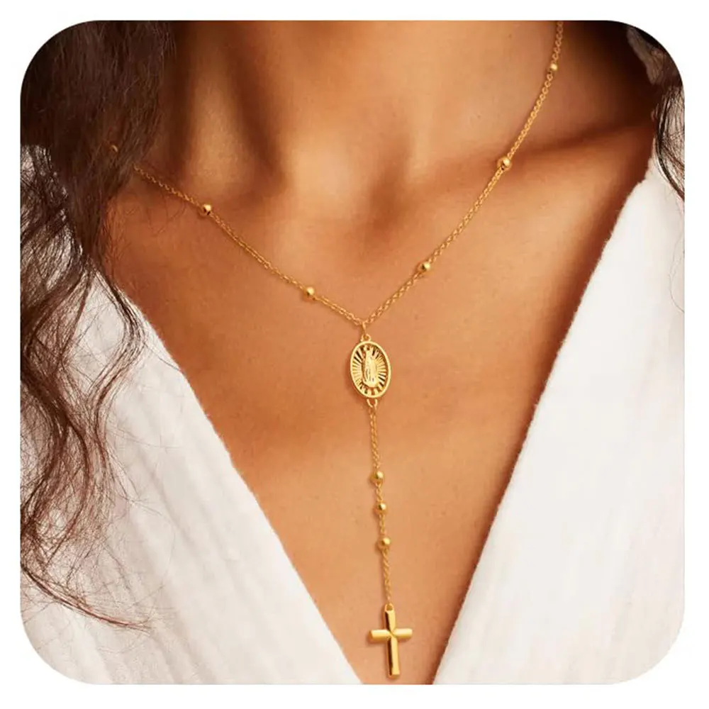 Custom Silver 14k 18k Muslim Stainless Steel Islamic Catholic Beads Gold Plated Rosary Necklace