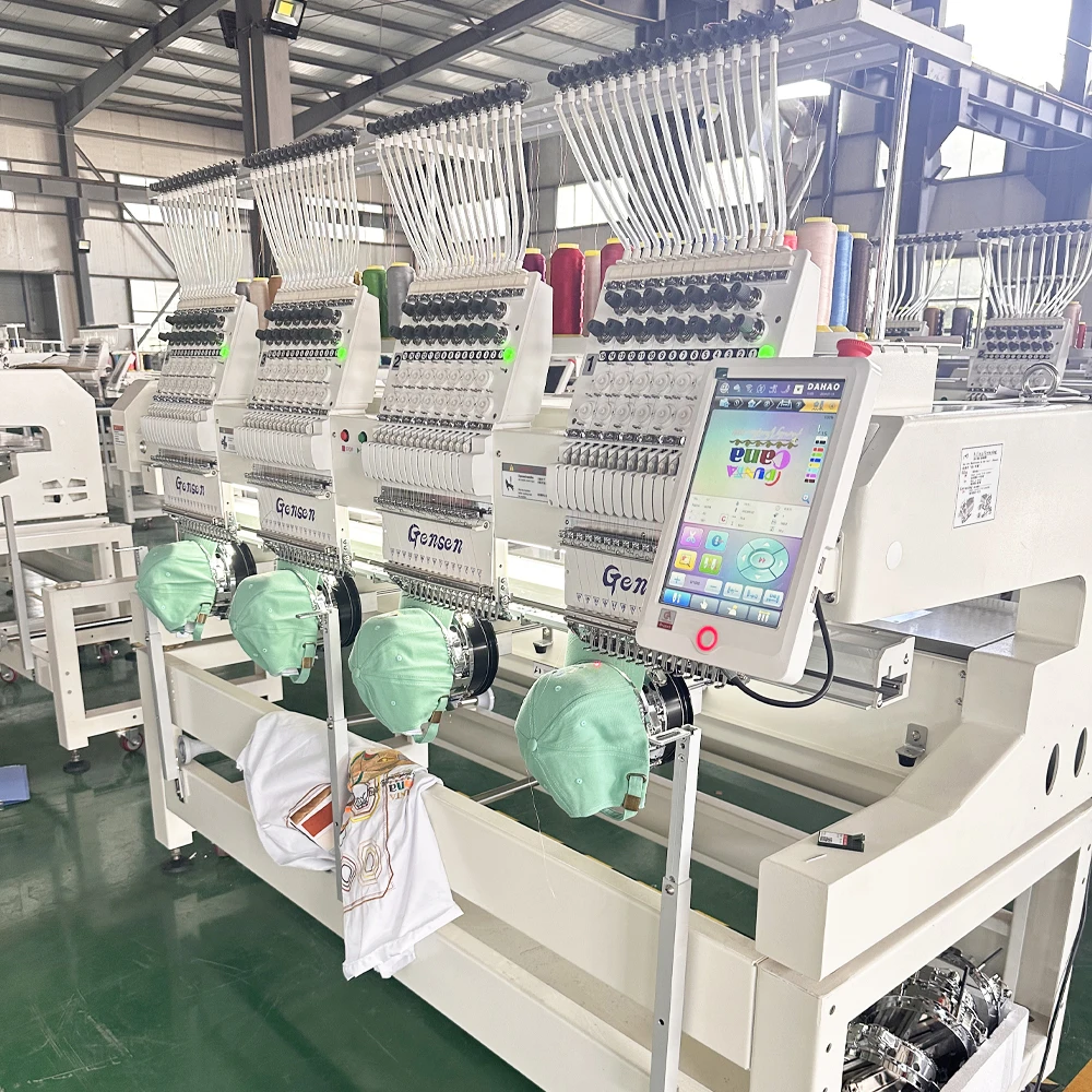 12 15 Needles Automatic logo Sewing and Embroidery Machines Computerized 4 Heads Cap Shirt Design 3D