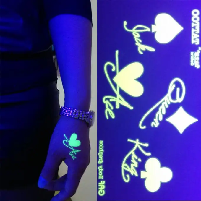 fashion glow in the dark temporary tattoo, luminous tattoo sticker