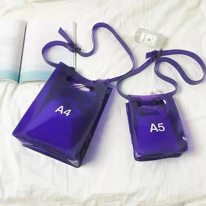 Wide shoulder strap transparent small square bag 2022 new fashion jelly bag girl PVC shoulder messenger bag