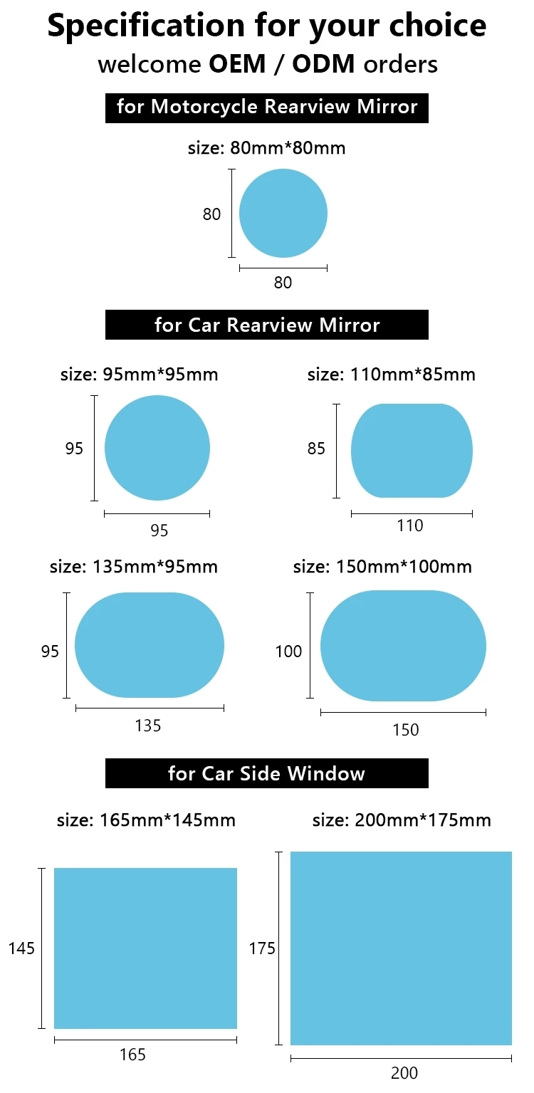 Anti fog PET film transparent for car Nano Coating proof Rearview Anti Rain Car Mirror Window Protective Film