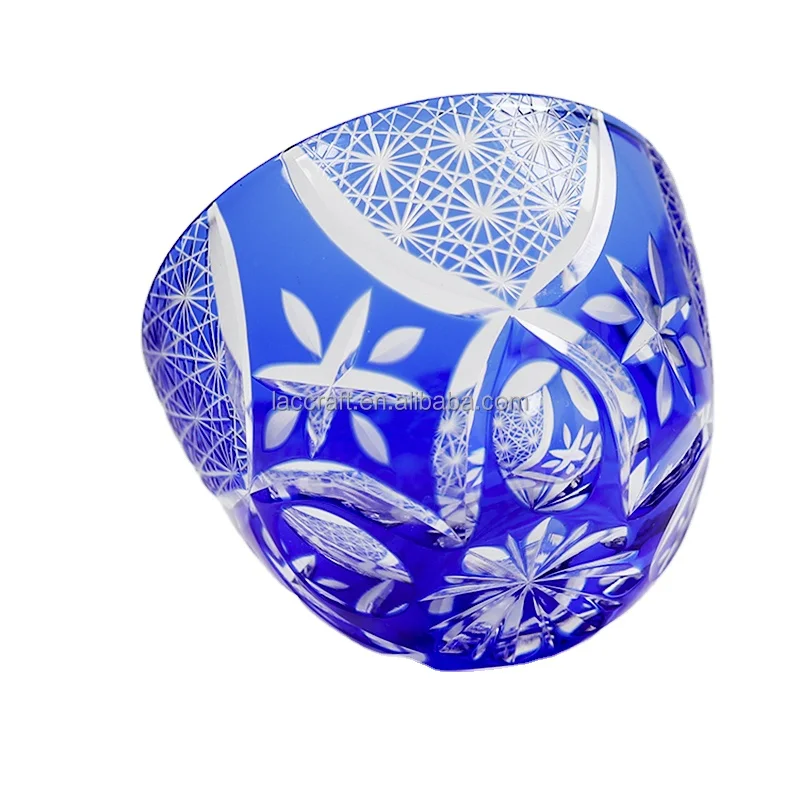 Japanese sake cup hand-carved colored glass tea cup 35ml mini cup for table restaurant red green black