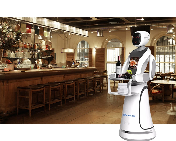 Hot Sell Humanoid Robot Delivery Food AI Robot With Big Screen Service Robot For Restaurant Waiter