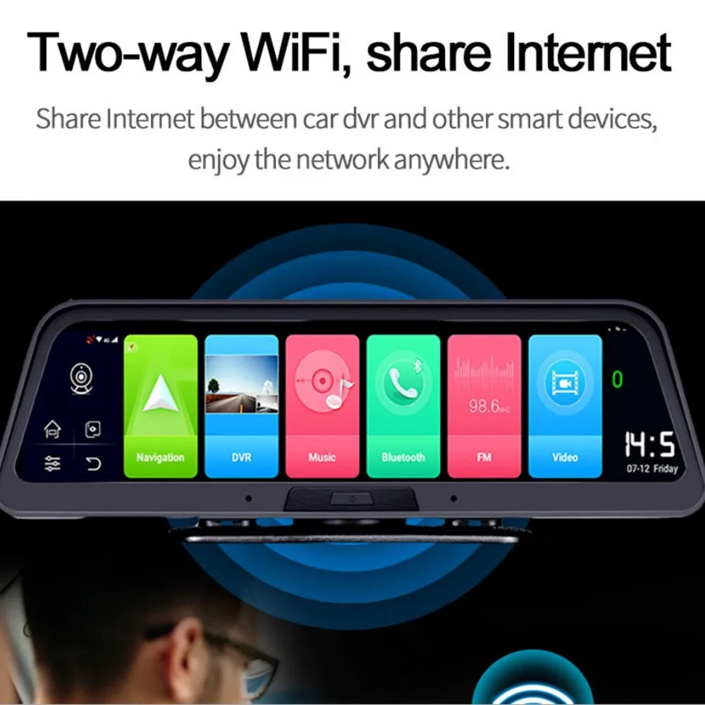 Автомобильный видеорегистратор с GPS-навигацией 10 дюймов 4G 8 1 Full HD 1080P