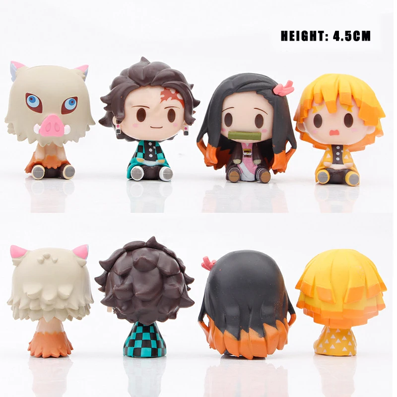 2021 Demon Slayer Q Version 4pcs/set PVC Anime Figure Toy 5CM Kimetsu No Yaiba Action Figure Kamado Tanjirou PVC Doll Model Toys