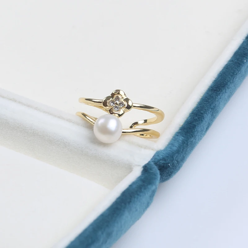 Fashion  Simple Jewelry  Natural Freshwater Pearl Ring For Girls and Women