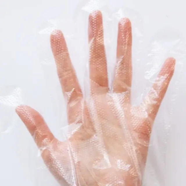wholesale HDPE LDPE CPE TPE gloves folded 2 per poly bag food grade