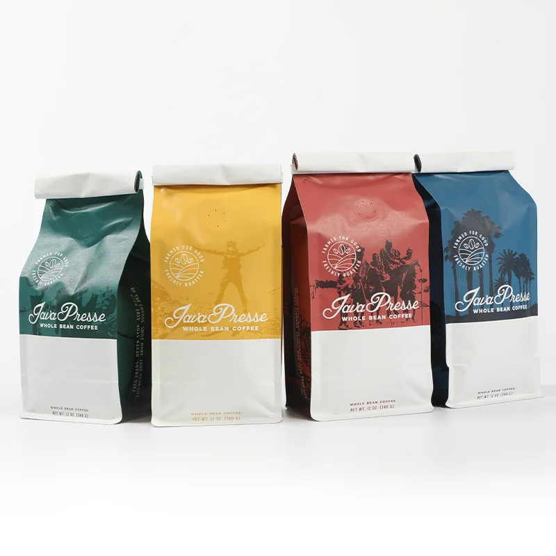 Custom Printing Packaging Kraft Paper Coffee Powder Stand Up Mylar Pouches Bag Kraft Paper Zipper Coffee Pouches Bags