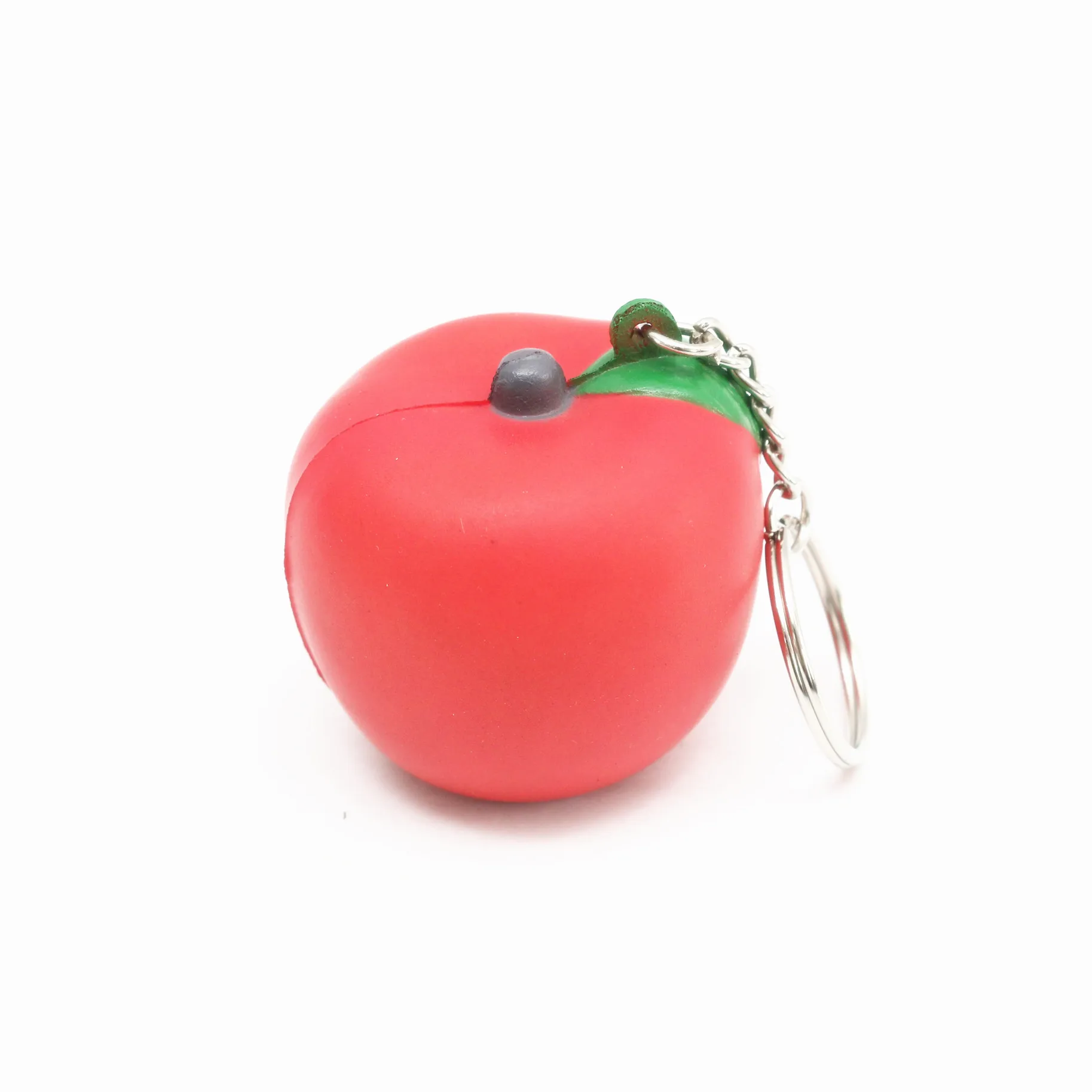 apple PU stress ball key chain red apple foam ball key ring