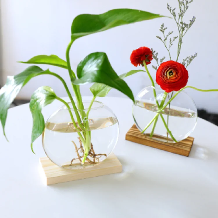 Wind wood art hydroponic green radish decoration glass vase living room home decoration office desktop decoration