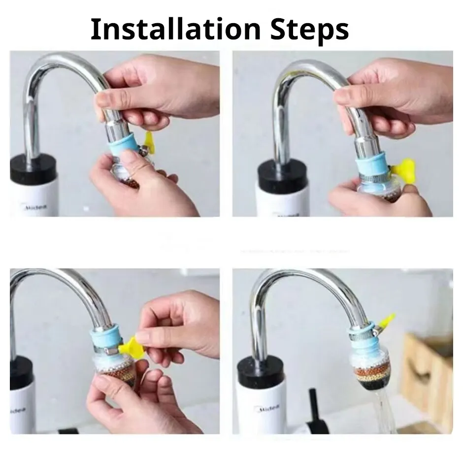 6 Layers Healthy Active Carbon Water Filter Hard Water Softener Kitchen Tap Filter Adapter Water Faucet Filter