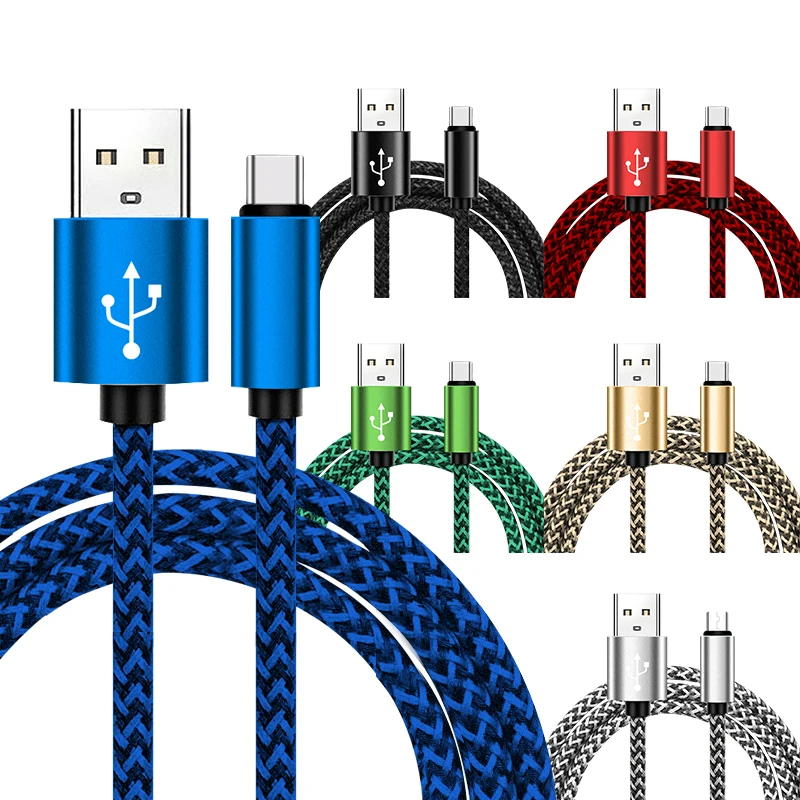 Wholesale charging cable nylon braided aluminum alloy usb cable mobile phone fast charging usb data cable type C