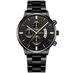 Men Quartz Chronograph Tachymeter Black Dial Man Wristwatch Calender Timer Casual Quartz Watches