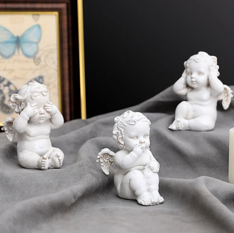 Nordic retro old cupid angel decoration resin plastic figure decoration home porch like decoration