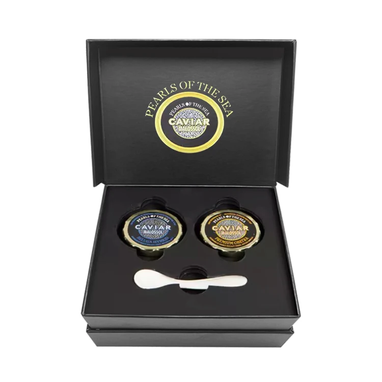 Custom logo magnetic caviar gift packaging box for wholesale