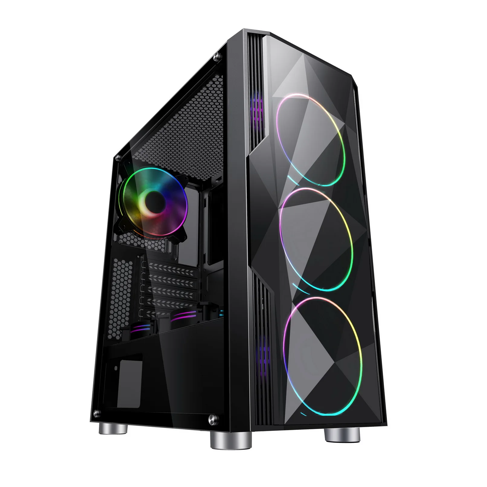SAMA fast transmission atx case acrylic/mesh front design computer cabinet tempered glass desktop case